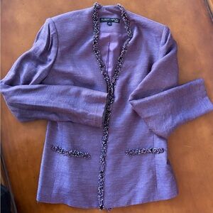 Albert Nipon Lavender Blazer with Textured Trim